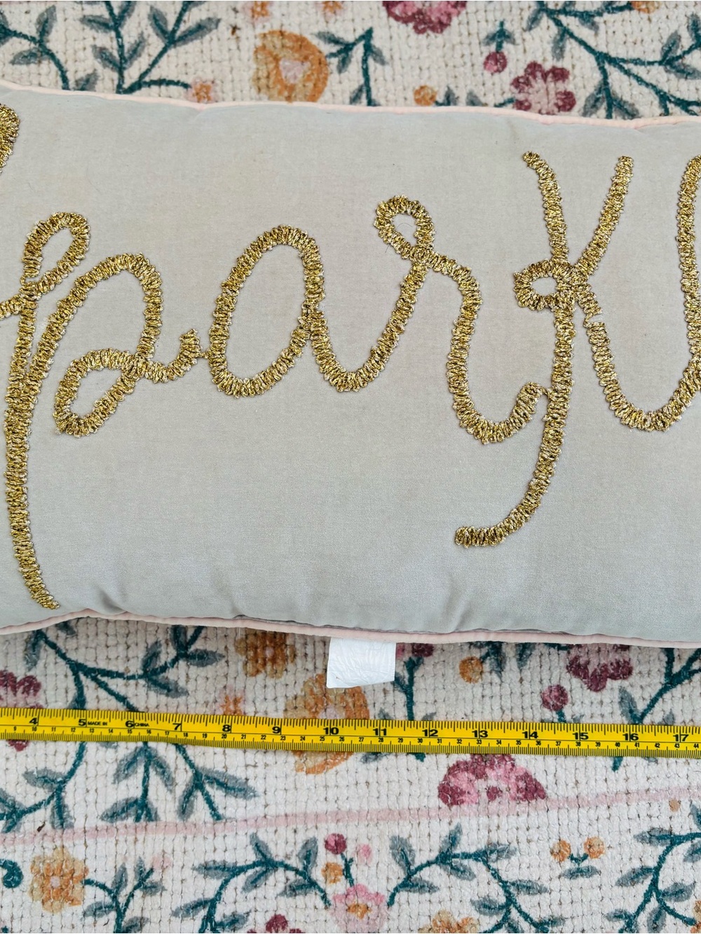 Sparkle Gold “Sparkle” Velvet Lumbar Throw Pillow‎ 12” x 20” Blush Pink - Picture 6 of 7